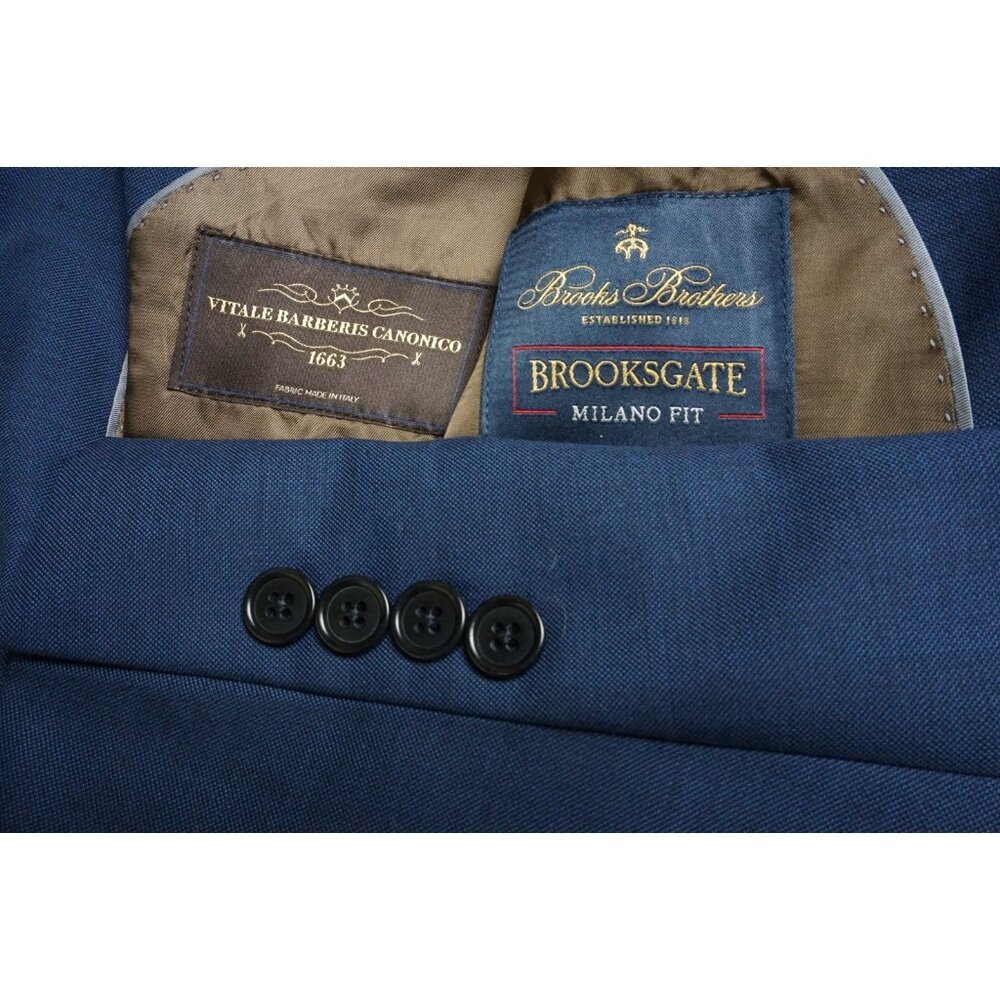 Brooks Brothers Brooksgate Milano Fit Blue Wool Sport Coat Jacket Sz 42L